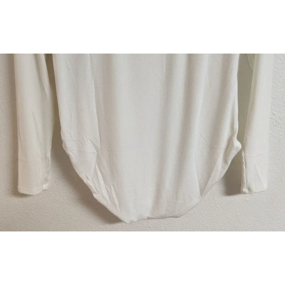NWT~SOMA White Ribbed Mock Neck Bodysuit w/ Built-In Bra Medium  $69.95 - Picture 6 of 10